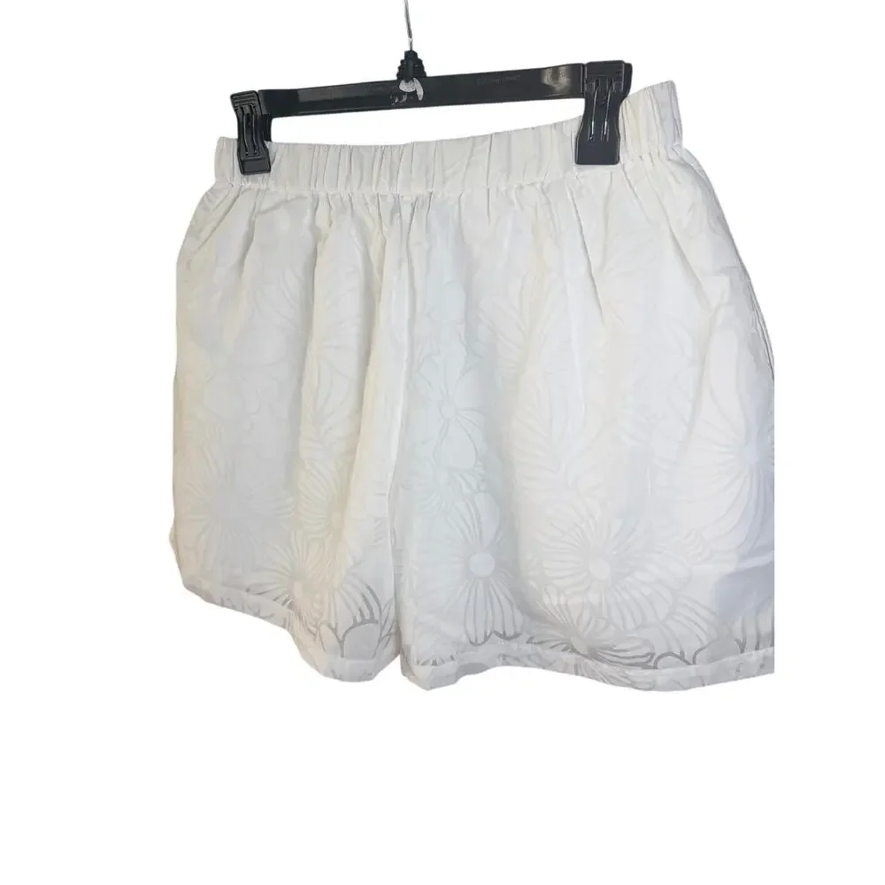0267 Roseanna Paris White Floral Jacquard Mini Shorts Size 38 US 6 French